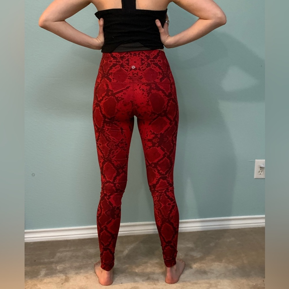 Lululemon Red Snake Skin High-Rise Yoga Pants